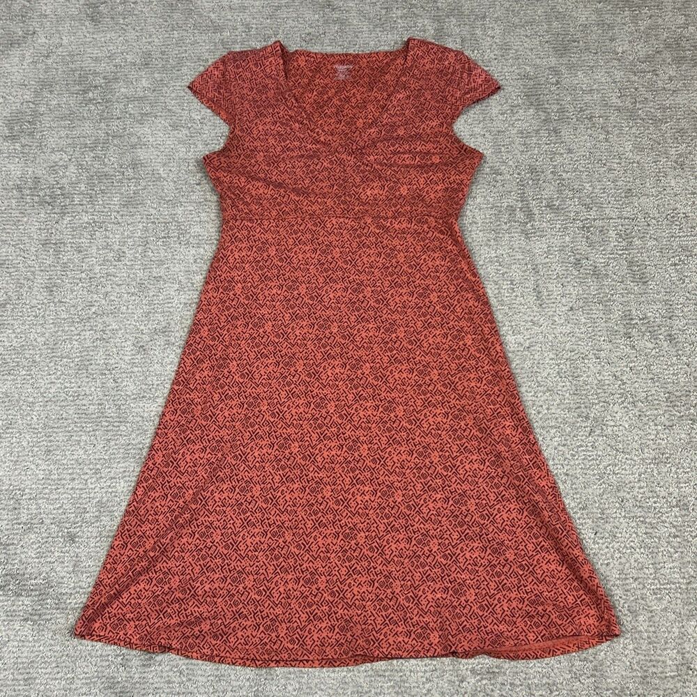 Toad & Co Dress Womens Small Orange Pattern Rosemarie Cap Sleeve Organic Cotton